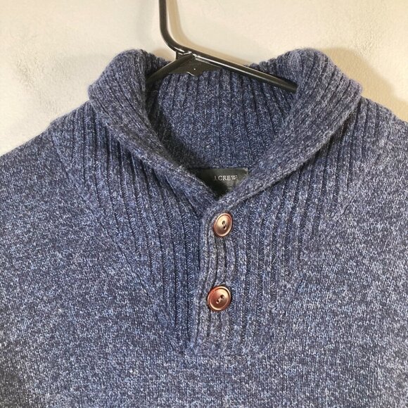 Mens J Crew Lambswool Shawl Collar Pullover Sweater Navy Marled XL Lambswool - Picture 4 of 9